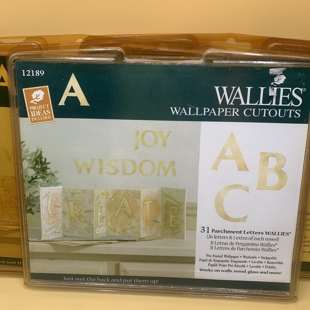 Wallies Wallpaper Cutouts Kit NEW Old Stock 4 Sets Parchment Letters